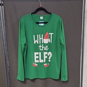 Kids Green "What the Elf?" Long-Sleeve Holiday Top